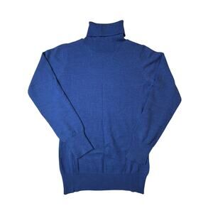 Brunella Gori Women's Sweater 100% Extrafine Merino Wool turtle neck blue Small